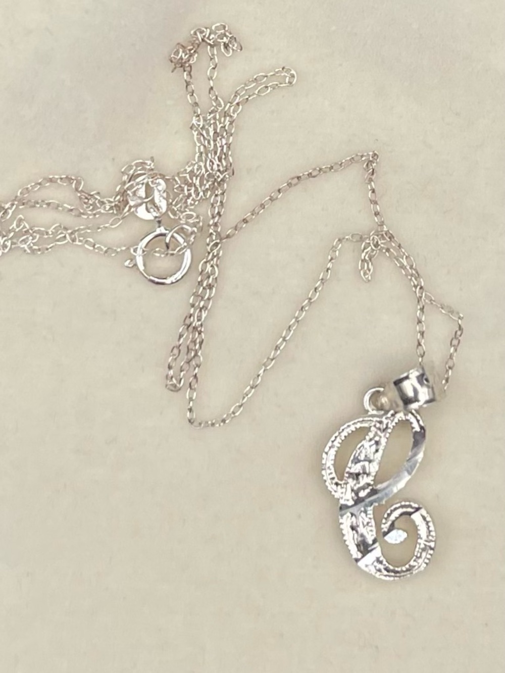 NIB 925 SS Diamond Cut cursive initial C necklace size 18 inch